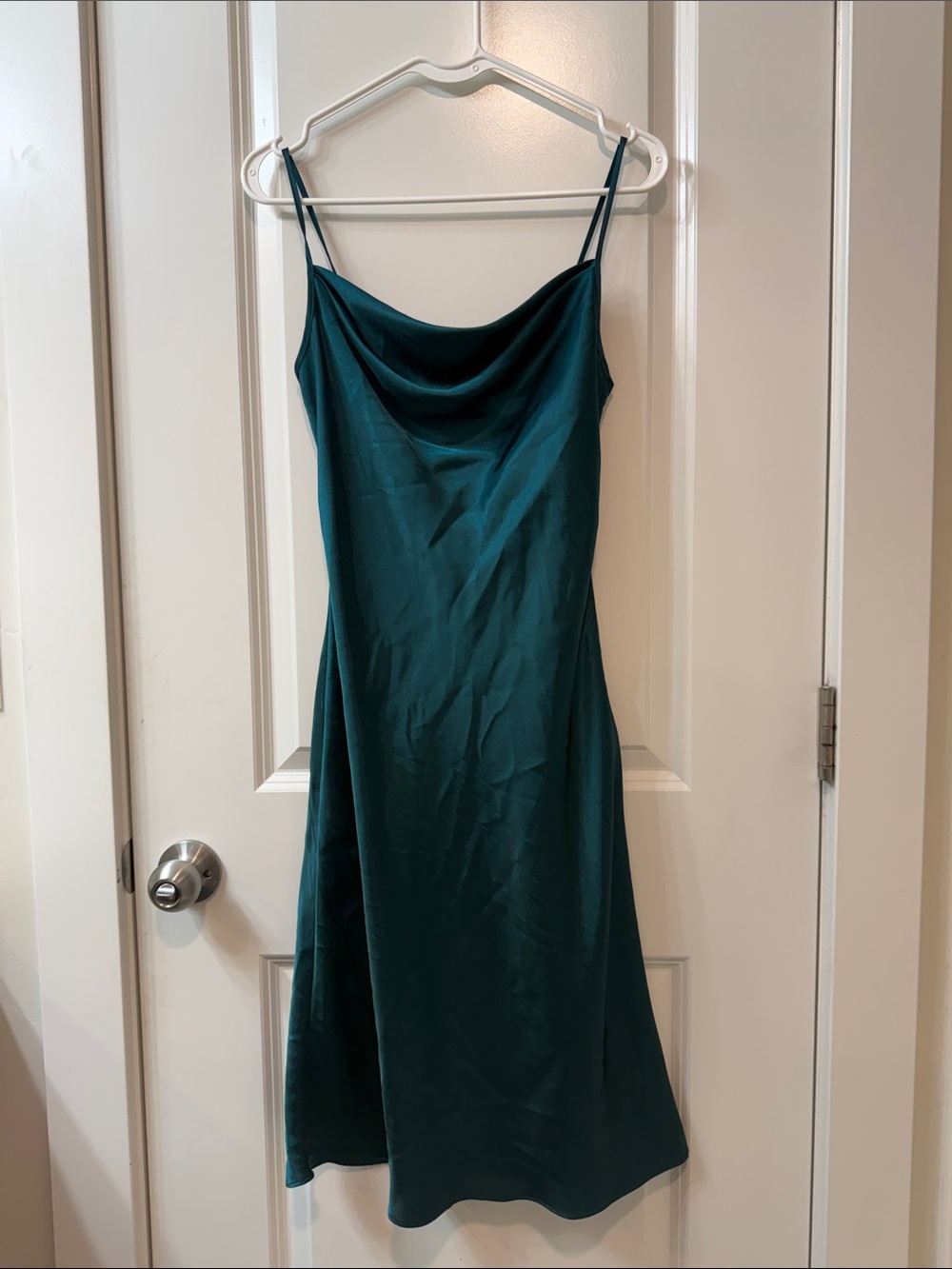 Slip Dress with Cowl Neck in Teal